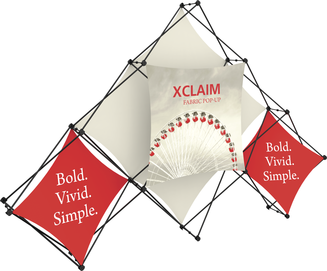 Xclaim 10ft 6 Quad Pyramid Fabric Popup Display Kit 02