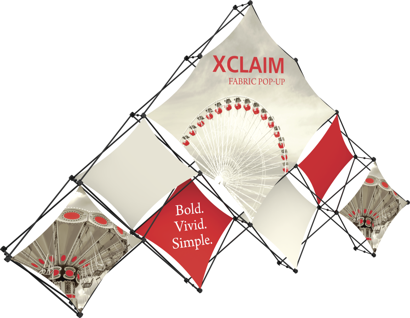 Xclaim 14ft 10 Quad Pyramid Fabric Popup Display Kit 03